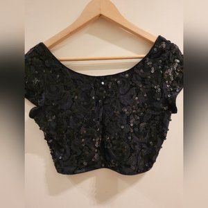 EXPRESS Black sequin Crop Top XS